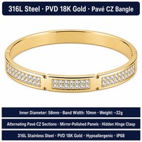 Meilleures ventes 2026 : Bracelet jonc personnalisé en acier inoxydable avec zircon pavé et argile polymère, bijoux spirituels en gros
