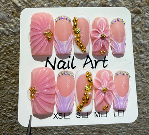 TSZS <span class=keywords><strong>Faux</strong></span> <span class=keywords><strong>ongles</strong></span> à presser 3D style océan, motif floral sculpté, faits main, 10 pièces, magnifiques, de luxe, personnalisés, carrés, réutilisables, en gel - Product Image 4