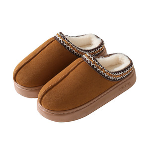 Pantuflas de Algodón de Moda de Invierno Novedosas Transfronterizas al por Mayor para Hombre y Mujer, Estilo Pareja, de Gamuza Cálida con Entresuela de EVA Duradera - Product Image 5