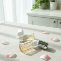 Emballage personnalisable en plastique PETG rose avec pompe à lotion, capacité de 30 à 150 ml, flacon pour crème pour le visage, sérum et shampoing