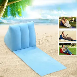 PVC植绒充气背枕室内户外充气枕沙滩枕