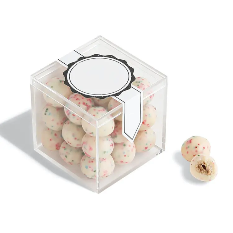 Ultra Clear Sweet Acrylic Candy Box Wedding Gift Treat Box Custom Plastic Favor Square Storage Display Box with Lid