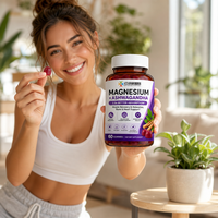 Gummies de Glycinate de Magnésium et Ashwagandha, 60 unités, Sans OGM, Casher, Végétalien, Sans Gluten, Supplément OEM Personnalisé Marque Privée 100000