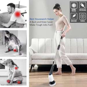 家庭用8in1コードレス電動スピンスクラバー、ロングハンドル、交換可能なスポンジブラシ8個付き、家庭掃除用 - Product Image 5