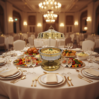 Plat à chafing de luxe en verre et métal doré en forme d'œuf, 3L, alimenté à l'alcool, pour buffet d'hôtel, banquet et traiteur
