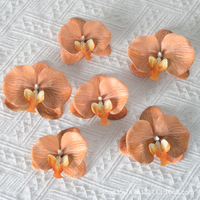 Pince à cheveux artificielle en forme d'orchidée imprimée à tige unique, faite à la main, avec pétales artificiels, idéale pour les mariages et la décoration des mariées et des animaux de compagnie