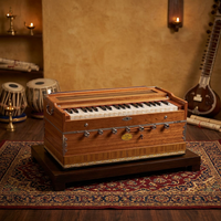 Harmonium Double Reed 7 Stop Portable Wooden Harmonium Keyboard Pump Organ Smooth Key Action for Travel Study and Outdoor Perfo