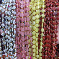 Perles de pierres précieuses en gros, facettées 8x8mm, trèfle à quatre feuilles, labradorite, turquoise, jaspe, fils de pierres taillées pour la fabrication de bijoux DIY