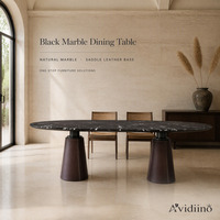 Table à manger en marbre noir avec piétement en acier inoxydable, style moderne, pour salle à manger, hôtel, restaurant, taille personnalisée