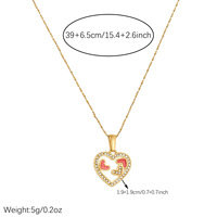Nouveau collier fin et élégant avec pendentif cœur ajouré coloré, incrusté de zircon, en acier inoxydable pour femme TGXL14818
