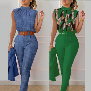 <span class=keywords><strong>Abbigliamento</strong></span> da <span class=keywords><strong>donna</strong></span> Casual da <span class=keywords><strong>ufficio</strong></span> professionale con temperamento pendolare con stampa canotta pantaloni due pezzi da <span class=keywords><strong>donna</strong></span> - Product Image 4