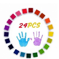 Ensemble de tampons encreurs pour peinture au doigt pour enfants 3x3cm, 12/24 couleurs, tampon encreur pour dessin par empreinte digitale DIY pour enfants, artisanat artistique