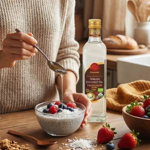 Aceite de Coco Virgen Orgánico Chiwadi 500ml. Innovación alimentaria para beneficios para la salud: Aditivos para alimentos y batidos, aceite corporal y aceite para masajes. - Product Image 3