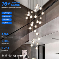 Nordique moderne Villa hôtel escalier boule ronde cristal suspension lampe luxe salon longue suspension lumière