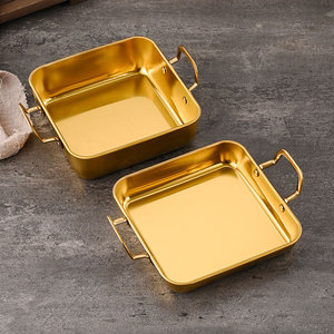 Bandeja Rectangular de Acero Inoxidable con Asas, Fondo Plano Profundo, para Pastel, Tiramisú, Bandeja de Servicio, Uso en Hoteles, Cafeterías y Salones de Té - Product Image 1