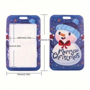 2024 Christmas Anime Snowman and Tree Phone Lanyard Polyester Card Holder with Santa Neck Straps for Student Bus and Bus Card - Product Image 6