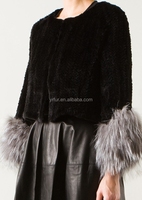 Veste en fourrure de lapin Rex style court YR633, couleur personnalisée avec poignets en fourrure de renard véritable, veste de haute qualité pour femmes