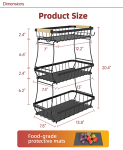 Cestino Portaoggetti da <span class=keywords><strong>Cucina</strong></span> a 3 Ripiani in Ferro, Personalizzabile con Logo, Vendita all'Ingrosso a Basso Prezzo - Product Image 3