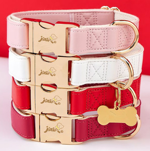 Collares de perro de cuero PU clásicos con logotipo personalizado para perro mediano Collar para niña niño mujer hombre mascota Collar para cachorro - Product Image 2
