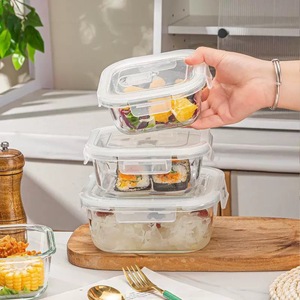 주방 밀폐 투명 식품 보관 용기 유리 보관함 투명 냉장고 정리함 식품 용기 세트 - Product Image 6