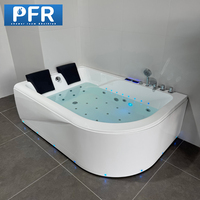 Baignoire de massage carrée autoportante moderne en acrylique blanc de 1,9 m, écologique, avec jets d'eau et d'air, hydromassage, robinet inclus pour