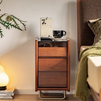 Table de chevet et armoire à 3 tiroirs en bois massif de style nordique pour chambre à coucher, rangement mobile pour petit appartement
