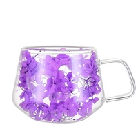 Mug à café en verre borosilicate double paroi, design floral, éco-responsable, simplicité moderne, pour le commerce transfrontalier