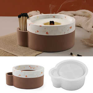 Avec trou d'allumette Pot à bougie rond Moules en silicone DIY Ciment Béton Stockage <span class=keywords><strong>Cire</strong></span> Bouteille Plâtre Tasse Faire Cadeau Décoration Maison Outils - Product Image 4