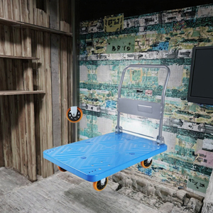 Heavy-Duty nhựa gấp nền tảng Xe đẩy xe tải bốn-bánh xe lưu trữ Giao thông vận tải công cụ giỏ hàng OEM Hỗ trợ có sẵn màu xanh bạc - Product Image 3