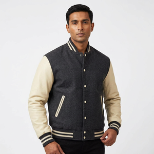 Blouson universitaire homme personnalisé avec logo, tailles plus, modèle uni, avec options de personnalisation – Collection 2026 (Vente en gros) - Product Image 1