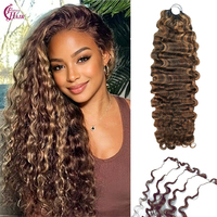 FH P4/30 Extensions de cheveux humains bouclés birmans colorés, pré-bouclées, à nœuds miracle, pour crochet