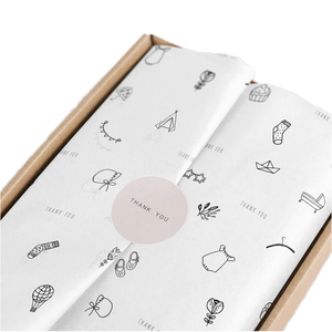 Papier d'emballage cadeau imprimé avec logo personnalisé, rouleau de papier de soie recyclable pour vêtements, emballage double face en pâte vierge chimique - Product Image 1