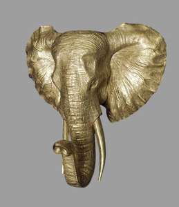 Cabeza de elefante grande de alta calidad, escultura de pared de elefante de Metal, Estatua con acabado en bronce - Product Image 5