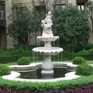 Personalizzato giardino esterno occidentale ragazzo e ragazza figura in marmo statua fontana di acqua