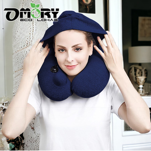 High Quality OMORY Portable Hooded Design Press Inflatable Neck <b>Pillow</b> Folded with Storage Bag for Office - Product Image 5