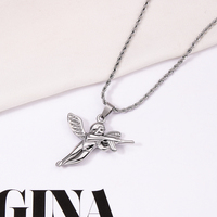 Collar con Colgante de Ángel Guardián Minimalista de Acero Inoxidable Chapado en Oro, Joyería de Moda para Mujer, Regalo para Él