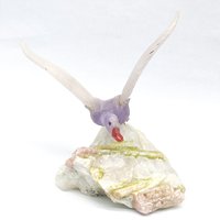Souvenir d'oiseau en pierre brute brésilienne d'améthyste/tourmaline violette, artisanat populaire, technologie suisse de haute qualité