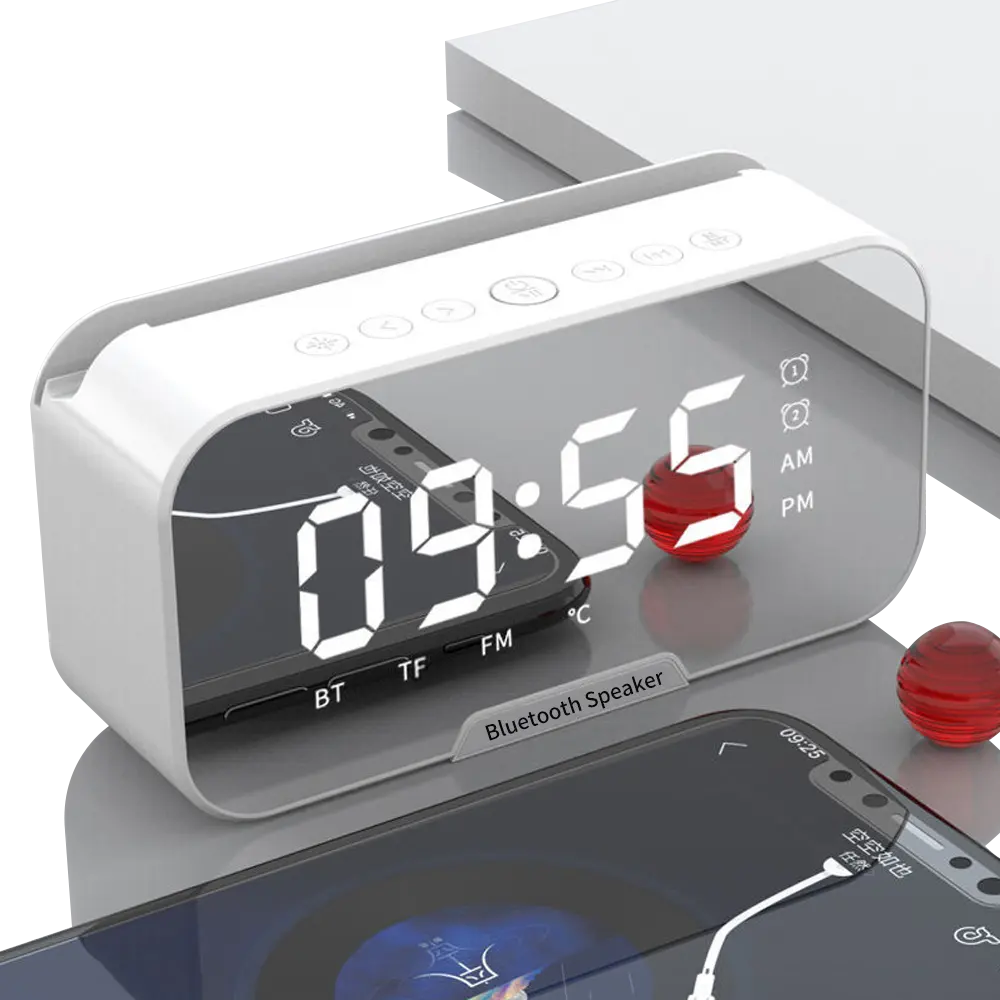 2023 New Arrival Design Kleiner Radio wecker Bocinas Bluetooth mit Telefon halter funktionen Tragbarer drahtloser Musik lautsprecher