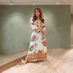 Colección de seda Shamoz de Sabyasachi, Kurta/Kurti tradicional para bodas con estampado digital para mujeres indias y pakistaníes, TC-1402 - Product Image 3