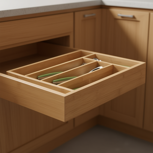 Plateau à couverts en bambou 5 compartiments 34x26x5cm Organisateur de tiroir naturel - Product Image 3