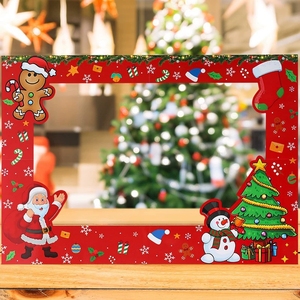 Christmas Photo Booth Prop Gran rojo verde FELIZ <span class=keywords><strong>NAVIDAD</strong></span> Marco de papel con patrones de muñeco de nieve de Papá Noel para fiesta familiar - Product Image 2