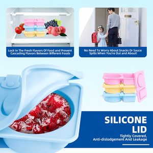 Venta al por mayor de dos compartimentos de silicona reutilizable alimentos Snack contenedores salsa condimento Snackle <span class=keywords><strong>caja</strong></span> de almacenamiento contenedor con cuchara - Product Image 4