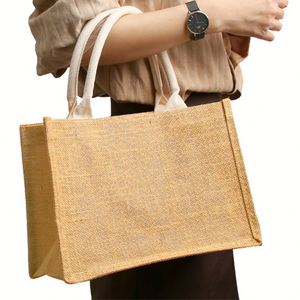 Sacs en jute élégants, grande capacité, plusieurs tailles, carrés, durables, résistants à l'abrasion, sacs en jute pour femmes - Product Image 2