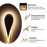 Bande lumineuse LED COB IP20 Ra90 DC12V24V 8mm10mm 3000K4000K 6500K Blanc chaud naturel pour décoration intérieure
