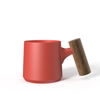 Mug à expresso en céramique haute qualité et bois de noyer, fait main par DHPO, avec poignée en bois, écologique, capacité personnalisable