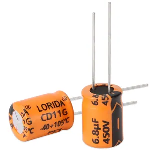 Lorida Fabricage Prijs 450V 10Uf Kwaliteit Hoogspanning Audio Elektrische Condensadors Dip Aluminium Elektrolytische Condensatoren