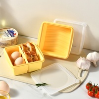 Wonderfulife Boîte à lunch carrée en silicone de qualité alimentaire, compartimentée, épaissie, avec couvercle protecteur, hermétique, antidérapante et antibactérienne