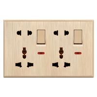 Prise murale double 5 broches avec interrupteur indicateur 16A 220V/250V, contrôle électronique PC multicanal, en alliage d'argent, fabriquée à l'usine du Zhejiang