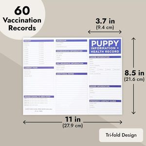 Tarjetas de registro de vacunación para cachorros, registros grandes para perros, libros de registro de salud <span class=keywords><strong>canina</strong></span>, 8,5x11 pulgadas, folletos de tiro para cachorros caninos - Product Image 2