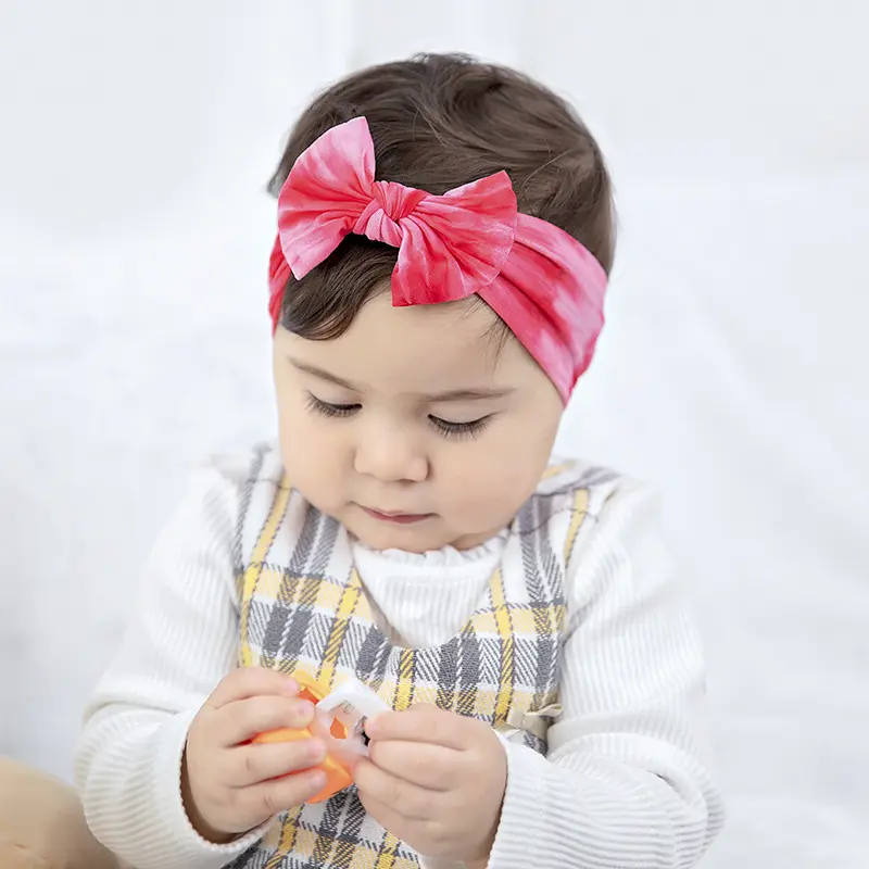 Hete Verkoop Baby Schattige Haarband Stropdas-Geverfde Zijden Kousen Brede Hoofdband Superzachte Chinese Knoop Haarband